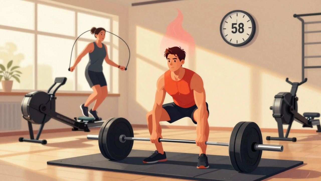 A person finishing a 45-minute fat-loss workout with strength and cardio elements.