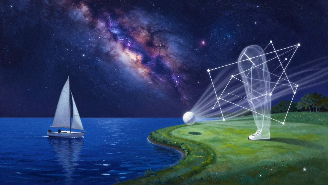 Conceptual art of a sailboat and the mathematical physics of a golf ball