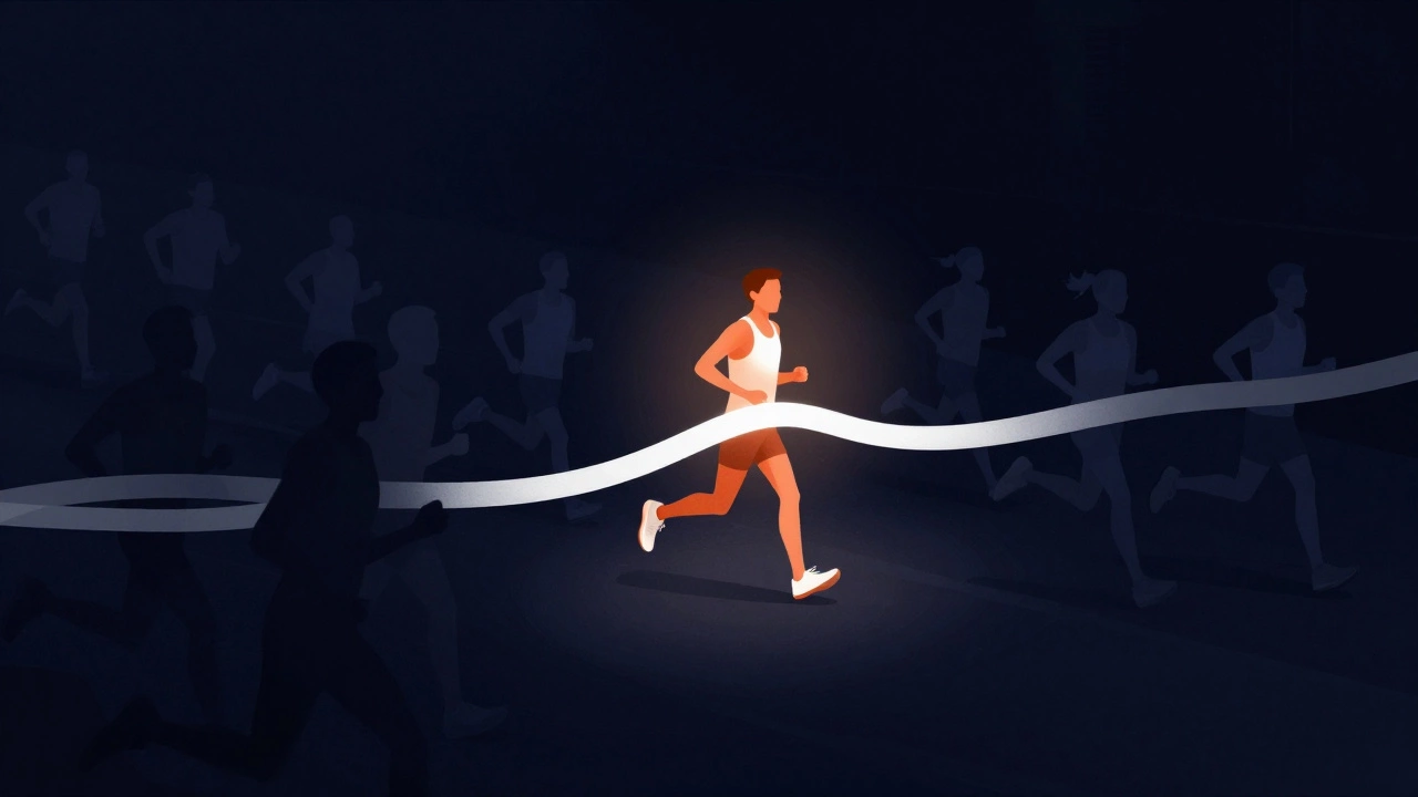 Illustration showing one runner among many, highlighting marathon rarity stats
