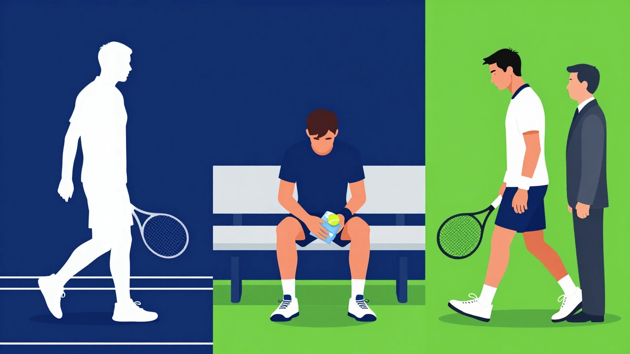 Illustration comparing walkover, retirement, and forfeit outcomes in tennis matches