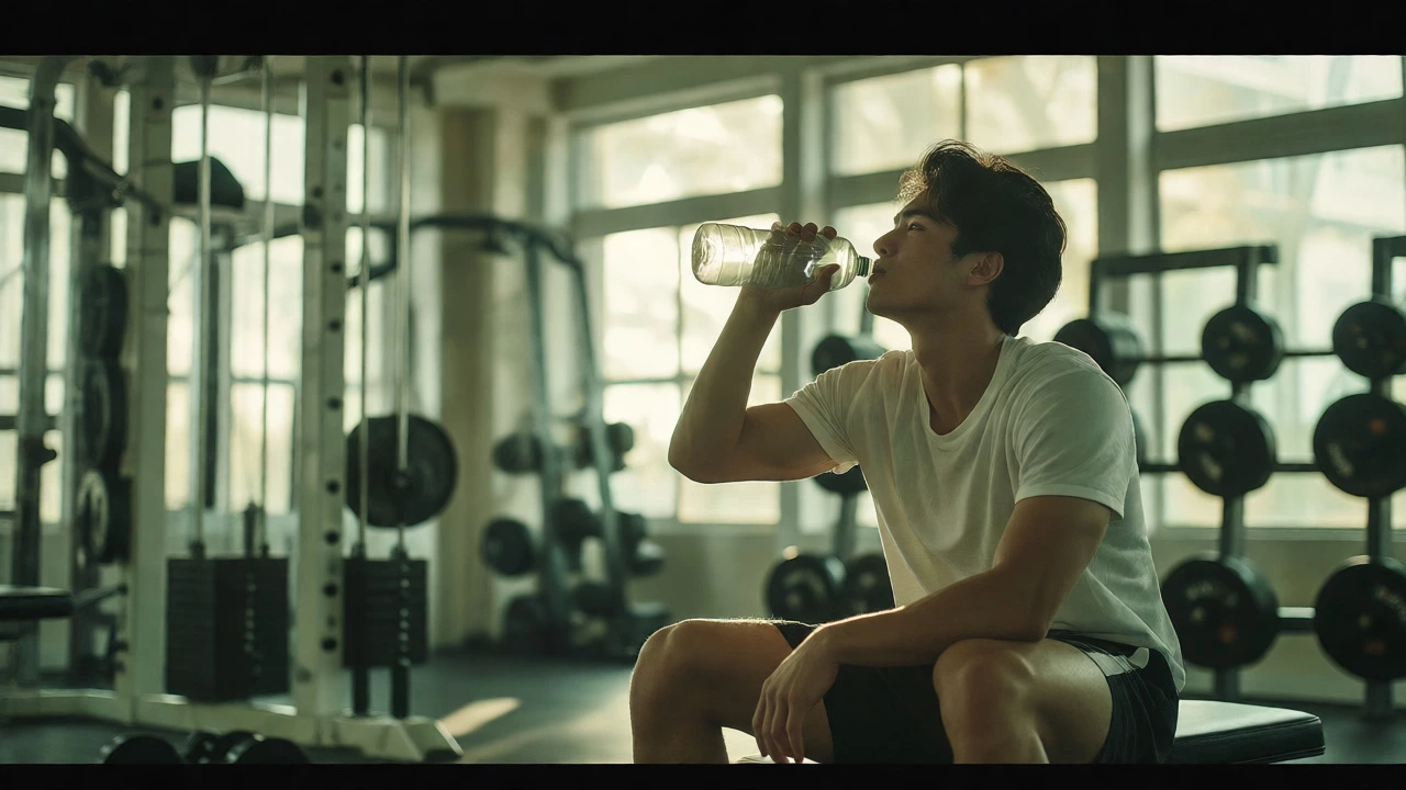 Person resting calmly on a gym bench, highlighting the importance of recovery between workouts.