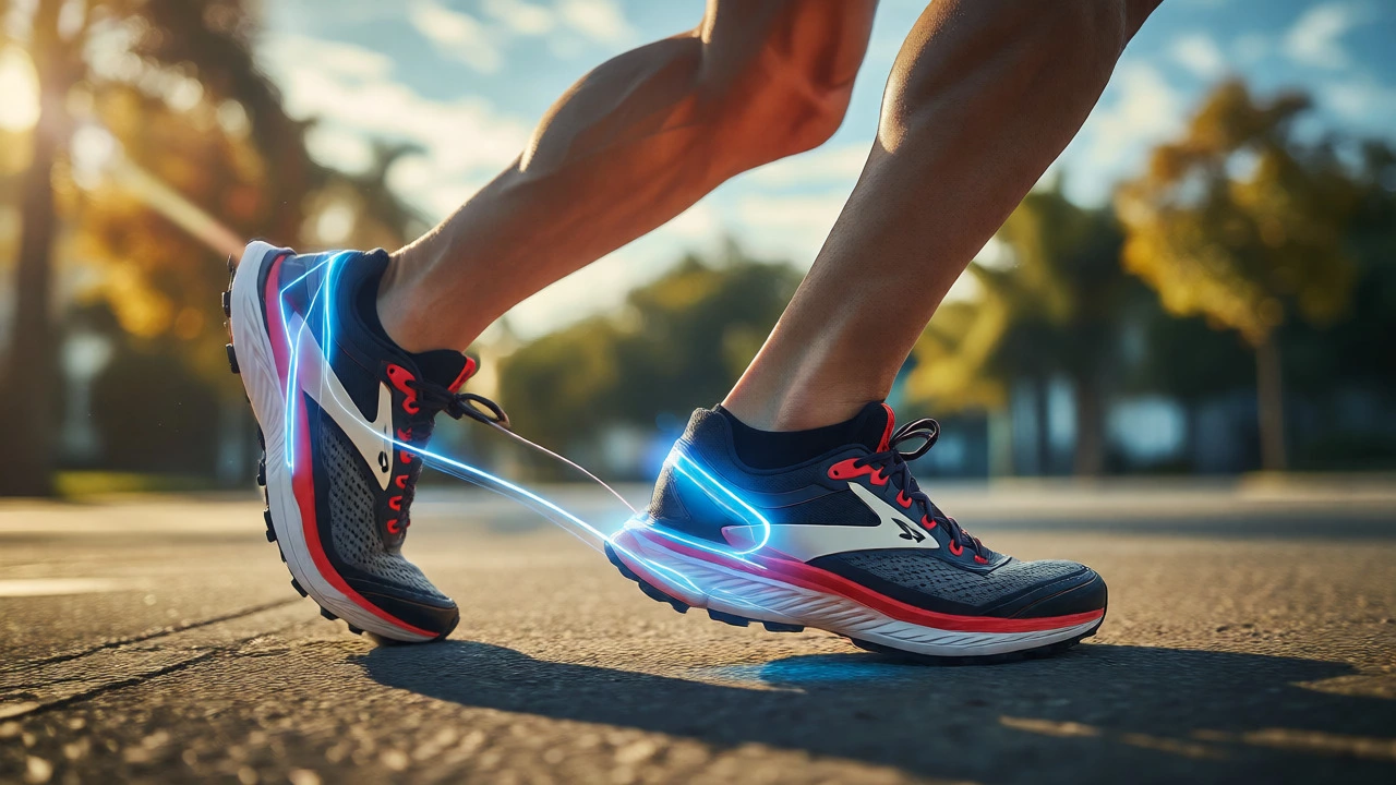 Runner wearing Brooks shoes with GuideRails support visualization