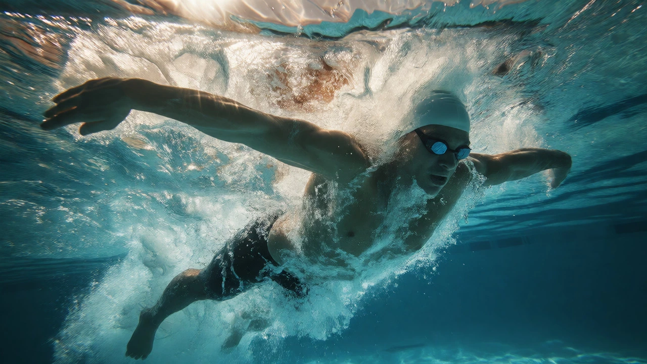 Underwater view of intense butterfly stroke