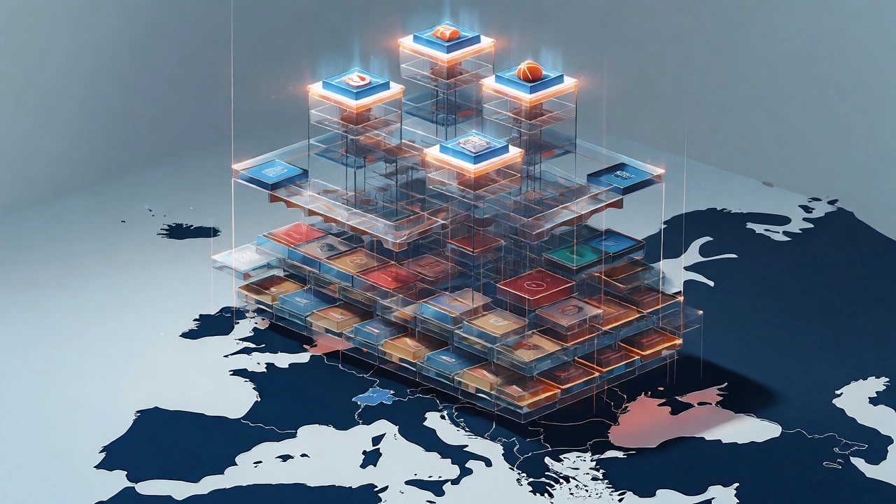 Conceptual isometric view of the layered hierarchy of European basketball leagues