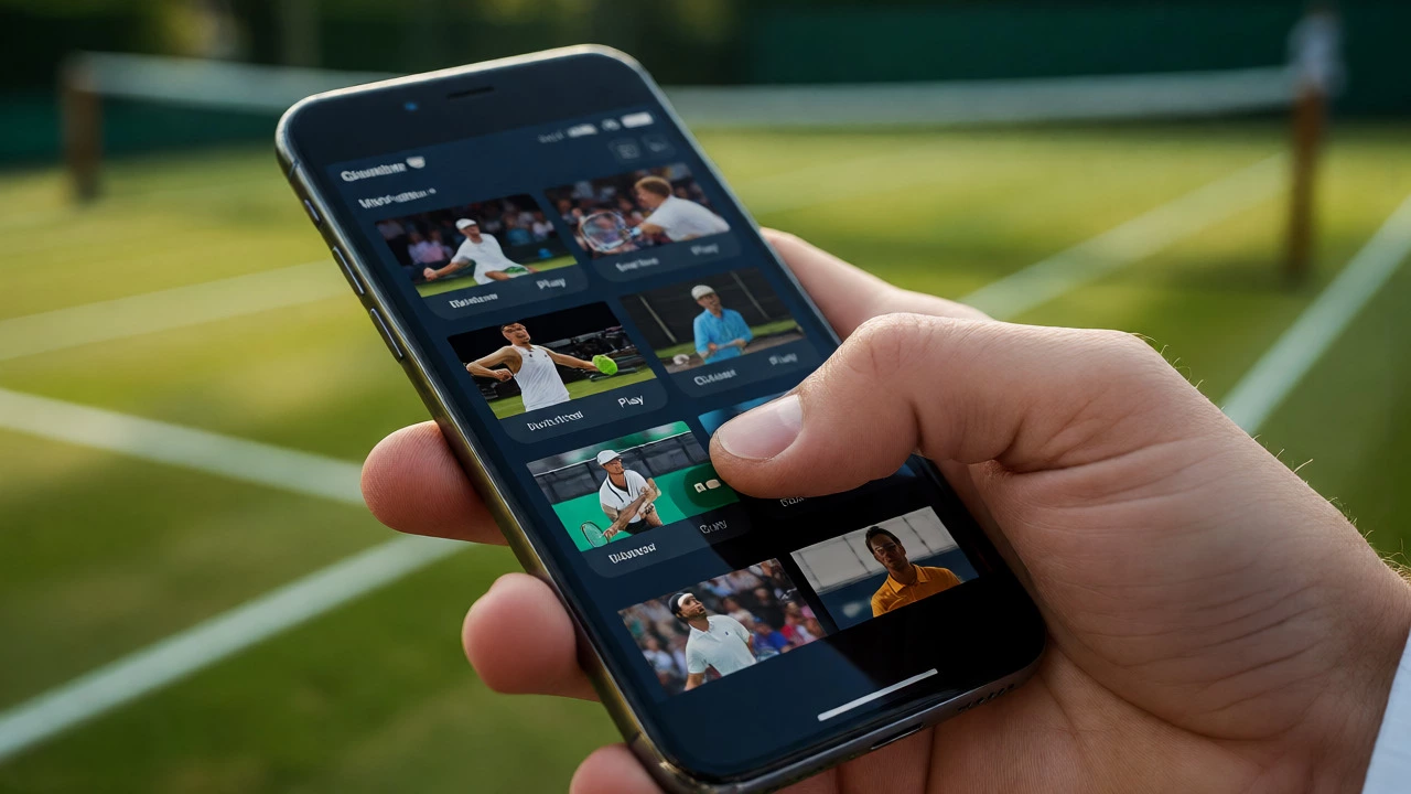 Smartphone showing tennis streaming app interface